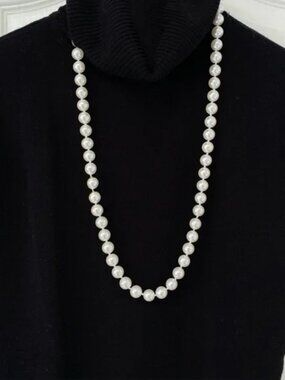 Fifth Avenue Vintage Faux Pearl Necklace 32" Long Classic Strand